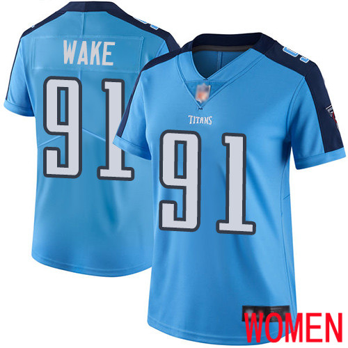 Tennessee Titans Limited Light Blue Women Cameron Wake Jersey NFL Football 91 Rush Vapor Untouchable